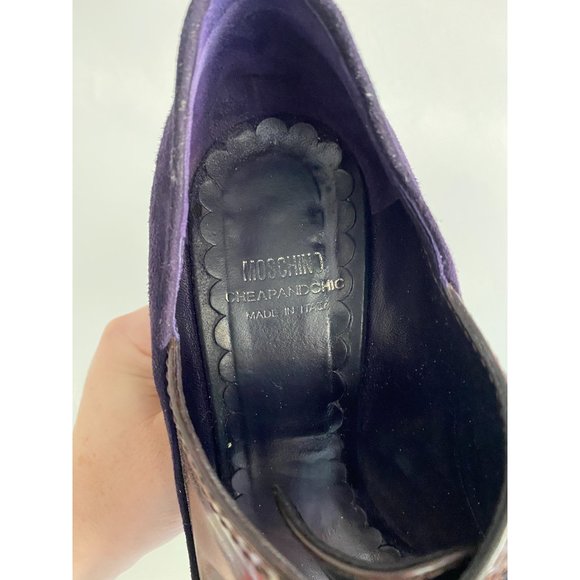 Moschino Cheap & Chic Purple Suede Peep Toe Spectators, size 38 (fits wide) - Picture 5 of 6